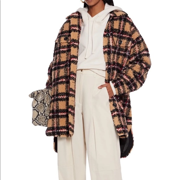 Stand Studio Jackets & Blazers - NWT Stand Studio Sabi plaid checkered faux shearling teddy oversized jacket 6